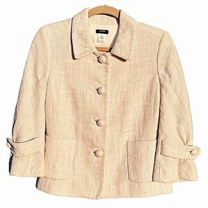 Size 8 J. Crew Waverly Ivory Cream 3/4 Sleeve Blazer Lady Jacket